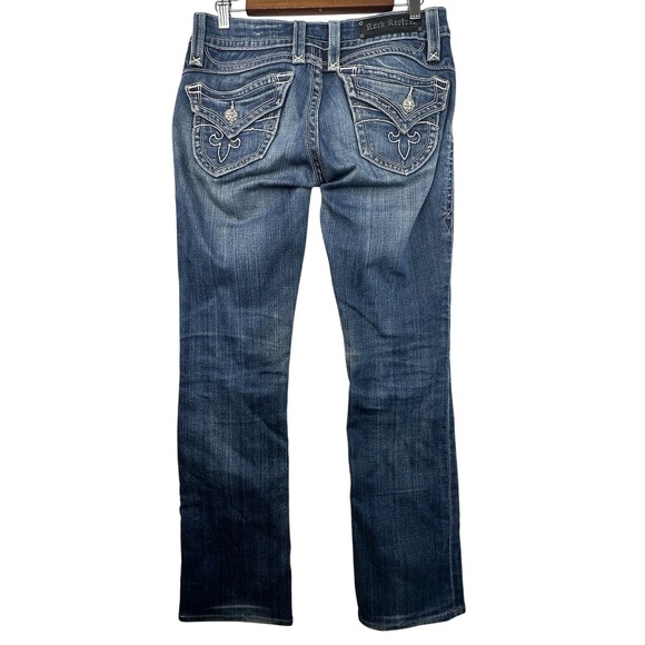 Rock Revival Chrissie Boot 28 x 32 Flap Pockets Y2K Low Rise Bootcut Embroidered - Picture 2 of 13